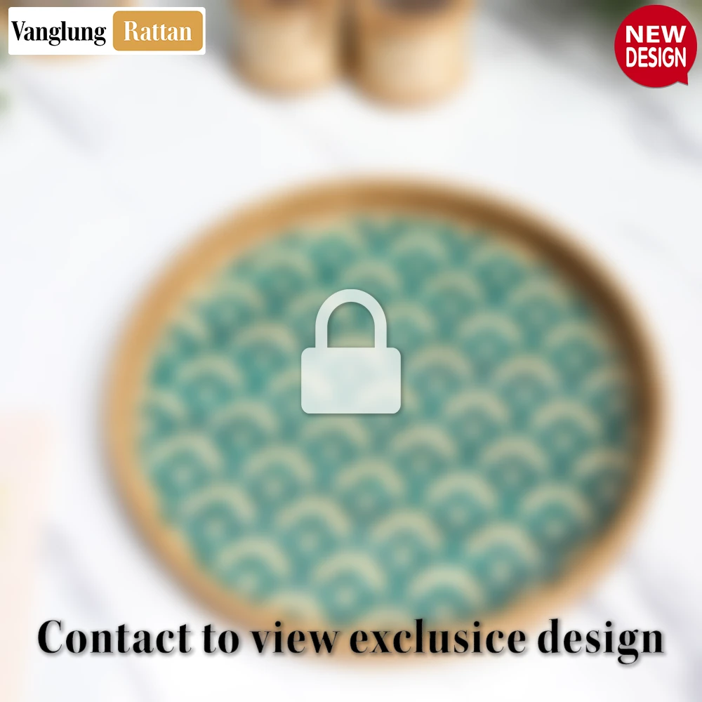 Round Handwoven Bamboo Rattan Serving Tray with Green Japan Pattern - STRO013004JP - Q: Is this serving tray suitable for hot dishes?