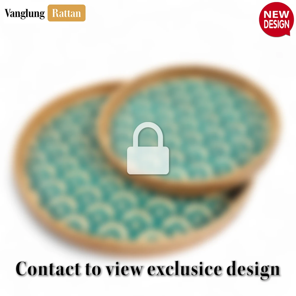 Round Handwoven Bamboo Rattan Serving Tray with Green Japan Pattern - STRO013004JP - Q: Can this tray be used outdoors?