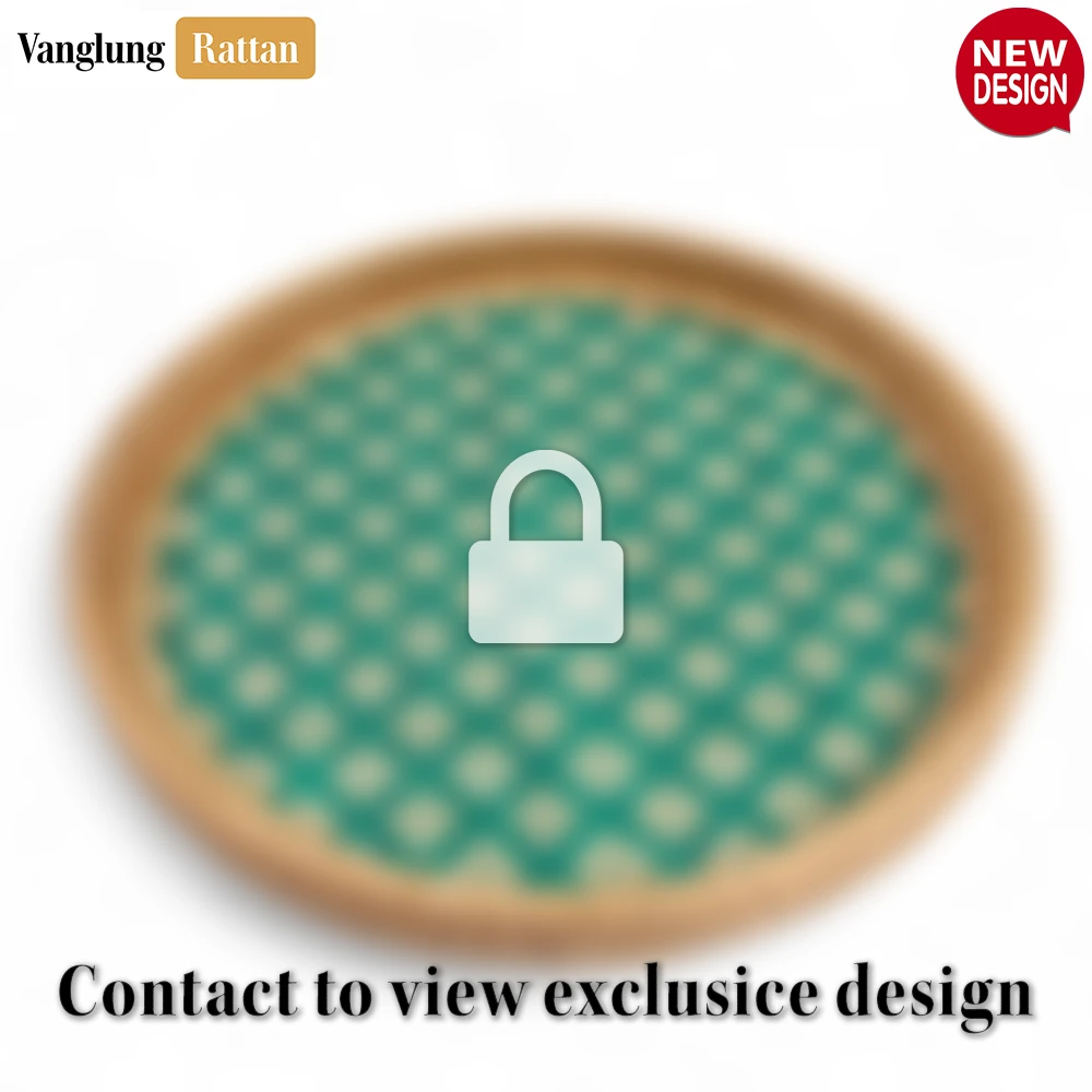 Round Handwoven Bamboo Rattan Serving Tray with Green and Natural Diamond Pattern - STRO013004GR-1.webp