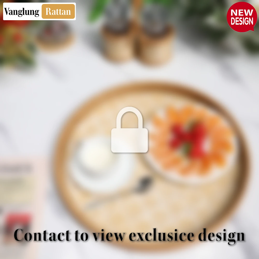 Round Handwoven Bamboo Rattan Serving Tray with Natural Twilled Twos Weave - STRO013004NA - Q: How do I properly care for my bamboo rattan serving tray?