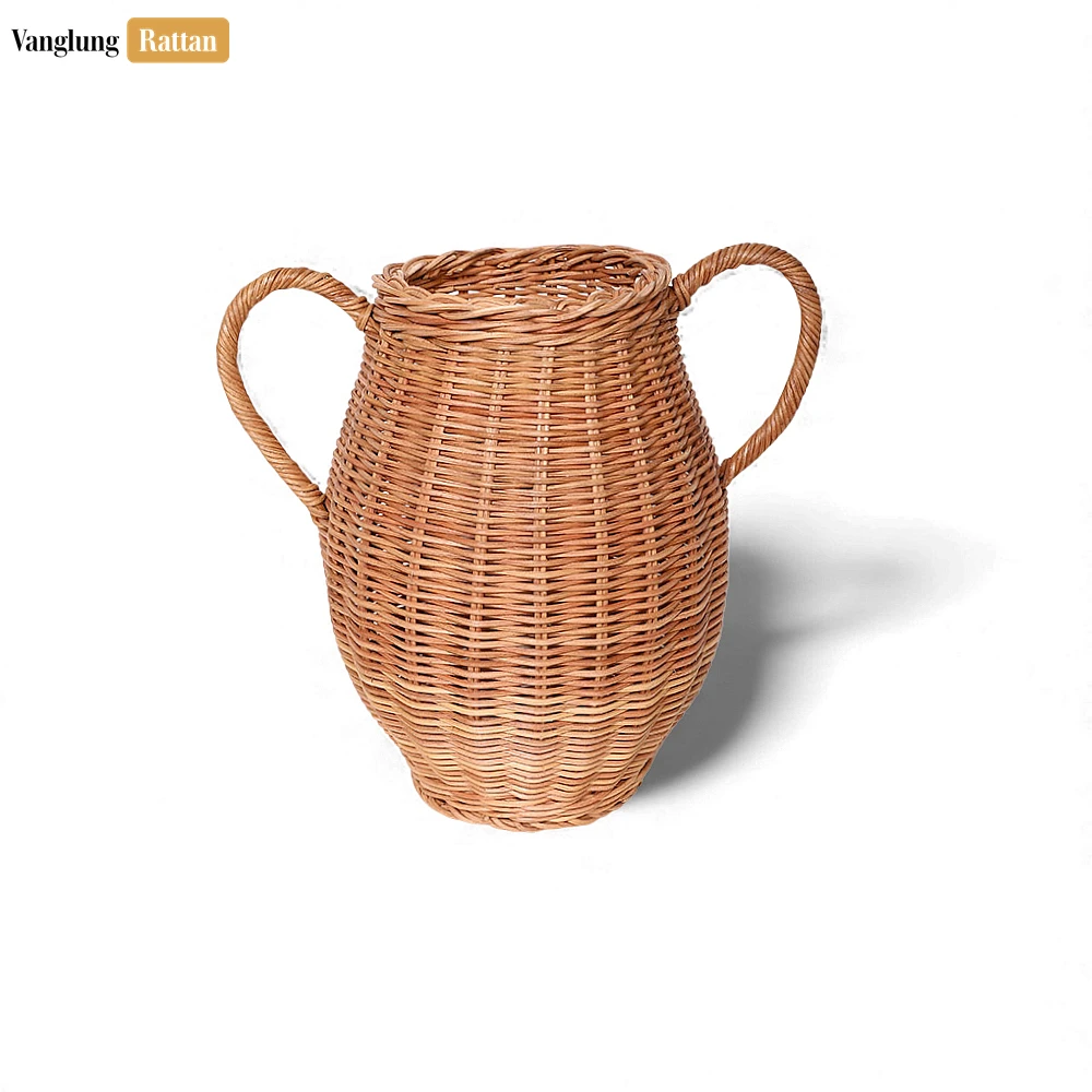 Core Rattan Jug Vase with Handles - Rustic Christmas Greenery Holder - DCVA26006R-1.webp