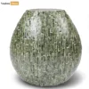 Dark Green Mother of Pearl Brick Mosaic Vase - Brick Pattern Christmas Décor - DCVA25006-1.webp
