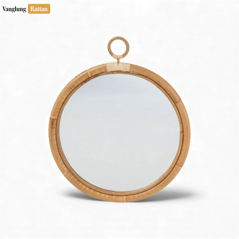 Handcrafted Bamboo Circle Mirror - Sustainable Decorative Wall Art for Entryway & Bedroom - DC0325005-1.webp