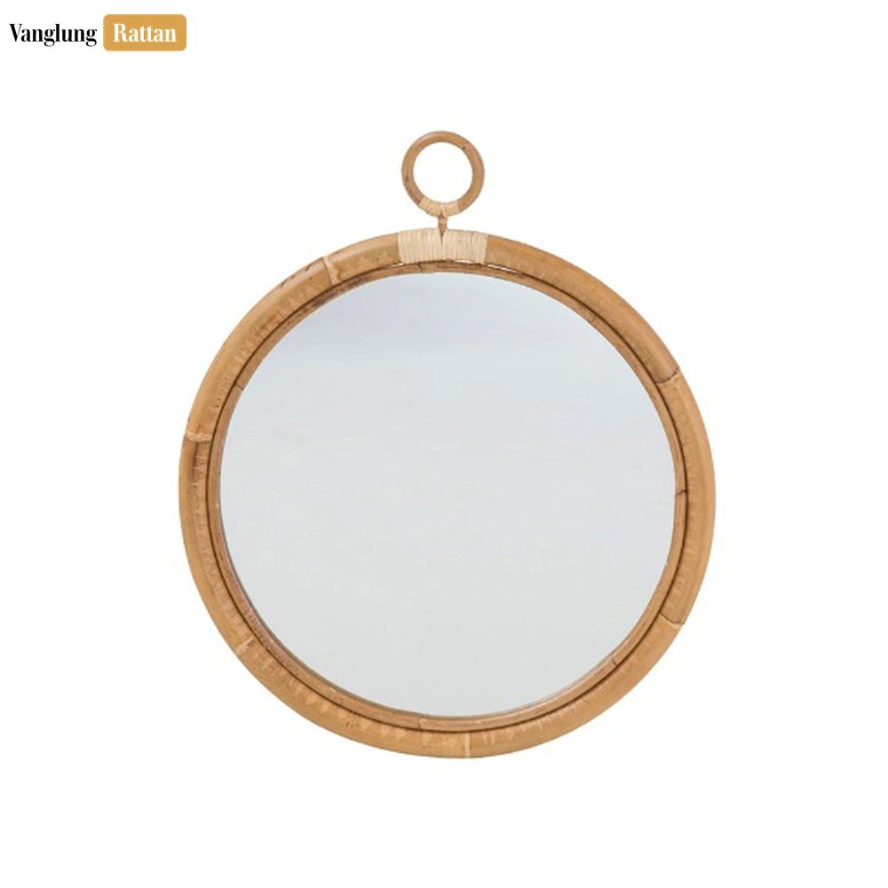 Handcrafted Bamboo Circle Mirror - Sustainable Decorative Wall Art for Entryway & Bedroom - DC0325005-2.webp