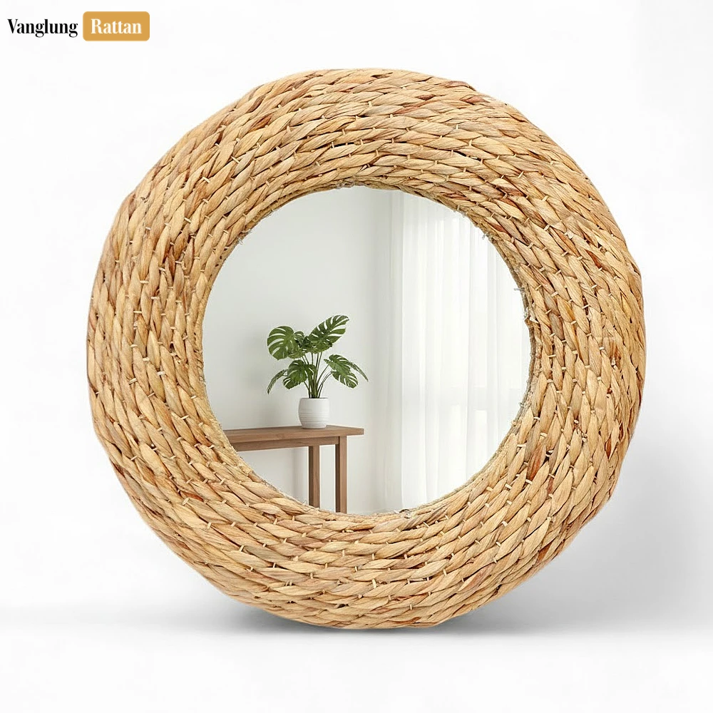 Handcrafted Chunky Braided Mirror - Natural Braided Fiber Home Decor Accent - DC0825014-2.webp