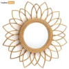 Handcrafted Coiled Bamboo Flower Blossom Mirror - Natural Sunflower Petal Home Decor Accent - DC0325011-1.webp
