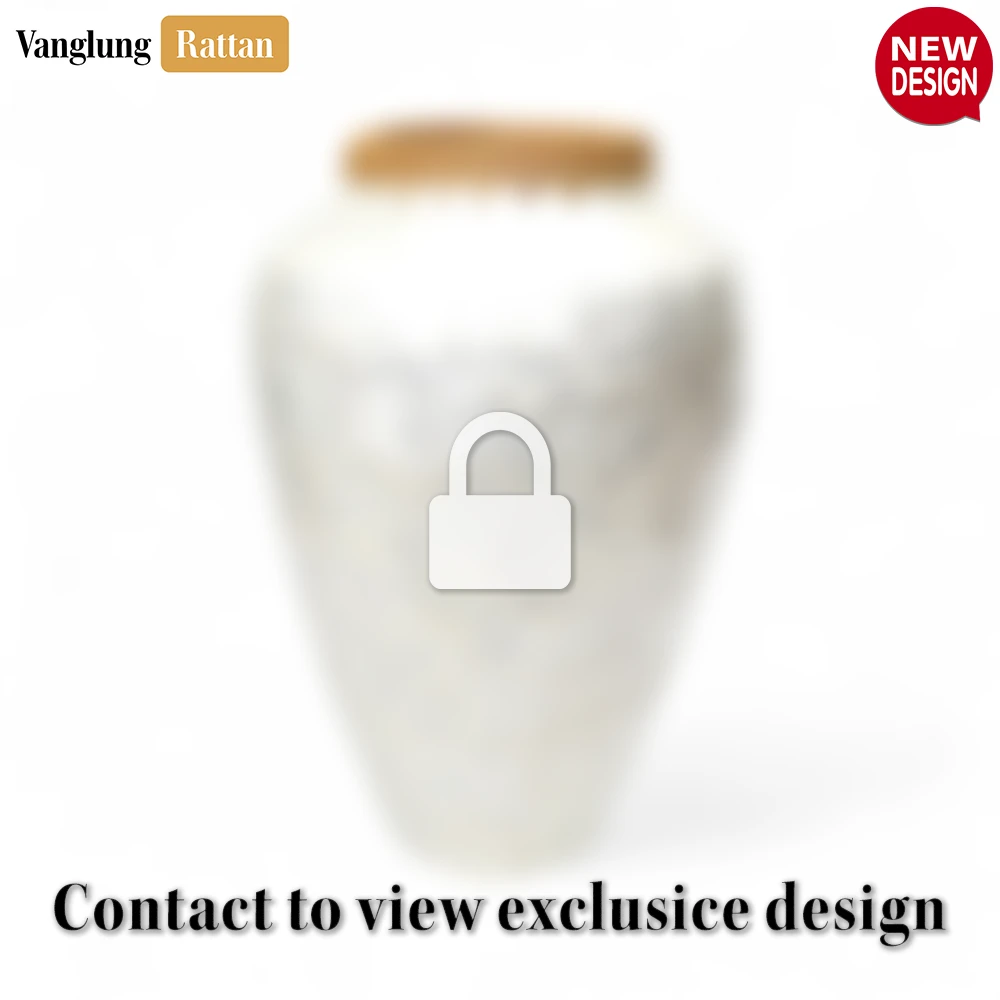 Handcrafted Iridescent Pearl and Rattan Vessel - New Year's Décor - DCVA25007-1.webp