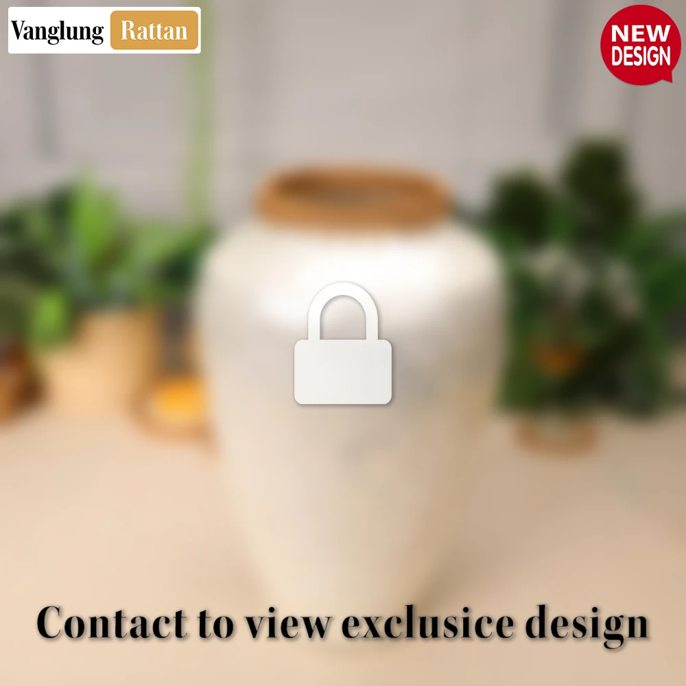 Handcrafted Iridescent Pearl and Rattan Vessel - New Year's Décor - DCVA25007-2.webp