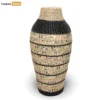 Handcrafted Natural Fiber Vase with Geometric Pattern - Elegant Holiday Statement Piece - DCVA27005-1.webp