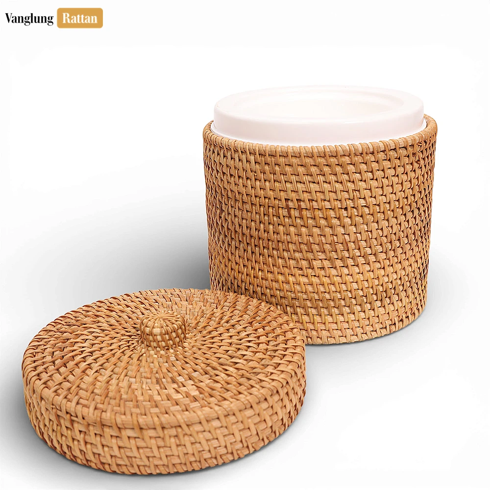 Handcrafted Woven Rattan Ice Pail - Sustainable Drink Service and Party Use Accessory - ICB022005-2.webp