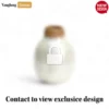 Mother of Pearl Bulbous Vase with Rattan Collar Low - Coastal Christmas Centerpiece - DCVA25009L-1.webp