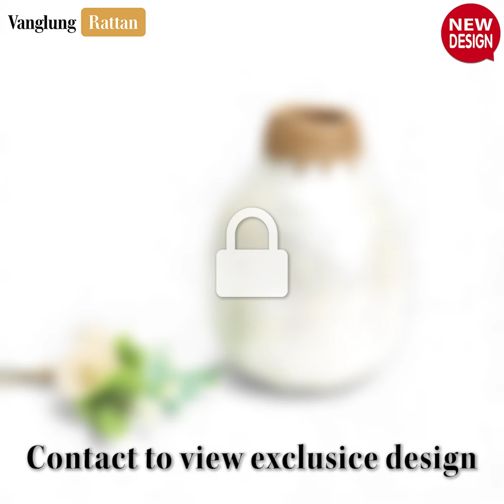 Mother of Pearl Bulbous Vase with Rattan Collar Low - Coastal Christmas Centerpiece - DCVA25009L-2.webp