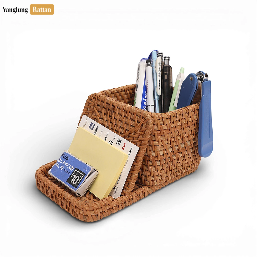 Natural Straw Rattan Pen Holder and Desk Caddy - Woven Stationery Organizer for Office Use - ST23015-2.webp