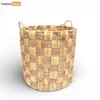 Natural Water Hyacinth Bathroom Basket - Chunky Checkerboard Woven Storage for Towels and Décor - BB081004-1.webp