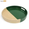Round Coiled Bamboo Serving Tray - Modern Green & Natural Color-Block Design-STRO061001GR-1.webp
