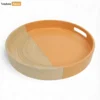 Round Coiled Bamboo Serving Tray - Modern Orange & Natural Color-Block Design-STRO061001OR-1.webp