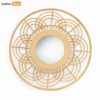 Round Coiled Bamboo Wall Mirror - Natural Floral Geometric Home Decor Accent - DC0325009-1.webp