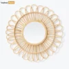 Round Coiled Bamboo Wall Mirror - Natural Sunflower Loop Home Decor Accent - DC0325012-1.webp