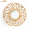Round Coiled Bamboo Wall Mirror - Natural Swirl Geometric Home Decor Accent - DC0325010-1.webp