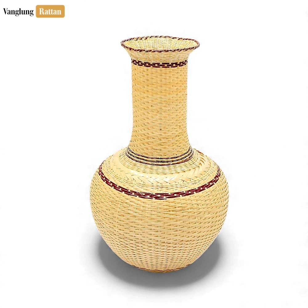 Rustic Bamboo Vase for Christmas Centerpiece - Woven Natural & Brown Design - DCVA26006-1.webp