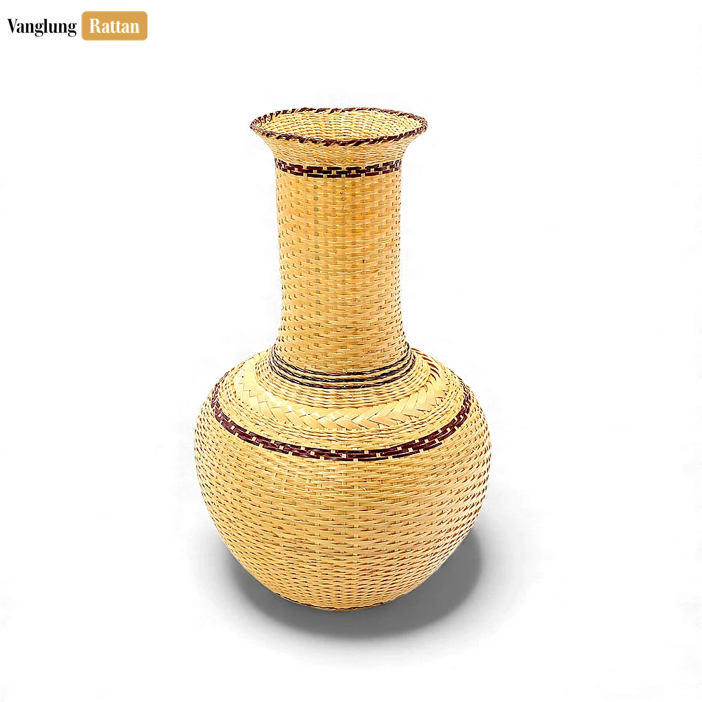 Rustic Bamboo Vase for Christmas Centerpiece - Woven Natural & Brown Design - DCVA26006-2.webp