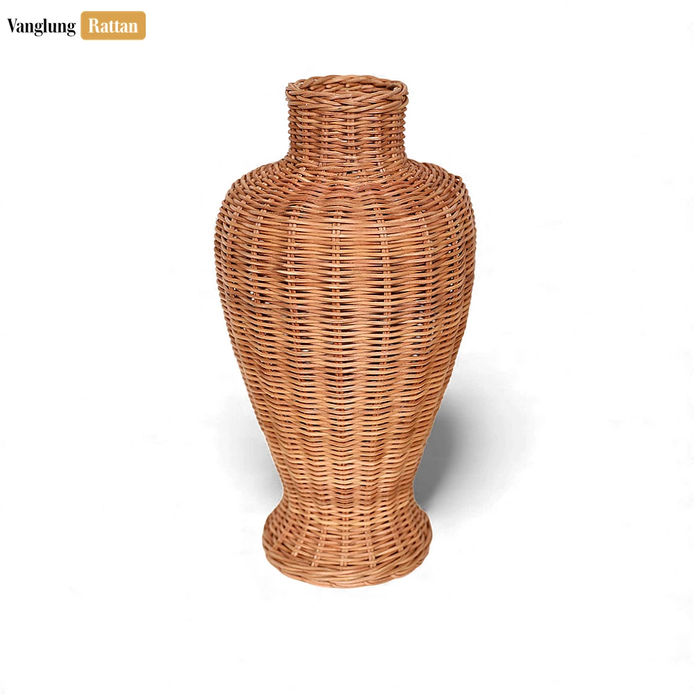 Rustic Core Rattan Bottle Vase - Narrow Neck Christmas Branch Holder - DCVA26004-1.webp