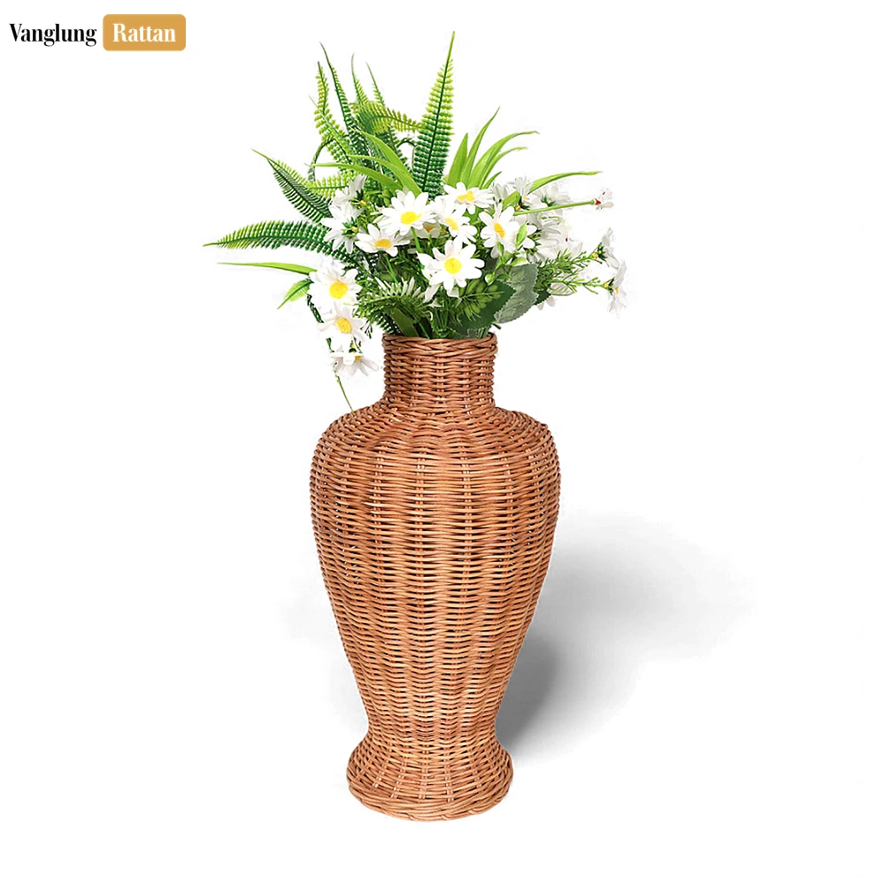 Rustic Core Rattan Bottle Vase - Narrow Neck Christmas Branch Holder - DCVA26004-2.webp