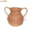 Rustic Core Rattan Christmas Vase - Woven Urn with Handles for Winter Greenery - DCVA26001-1.webp