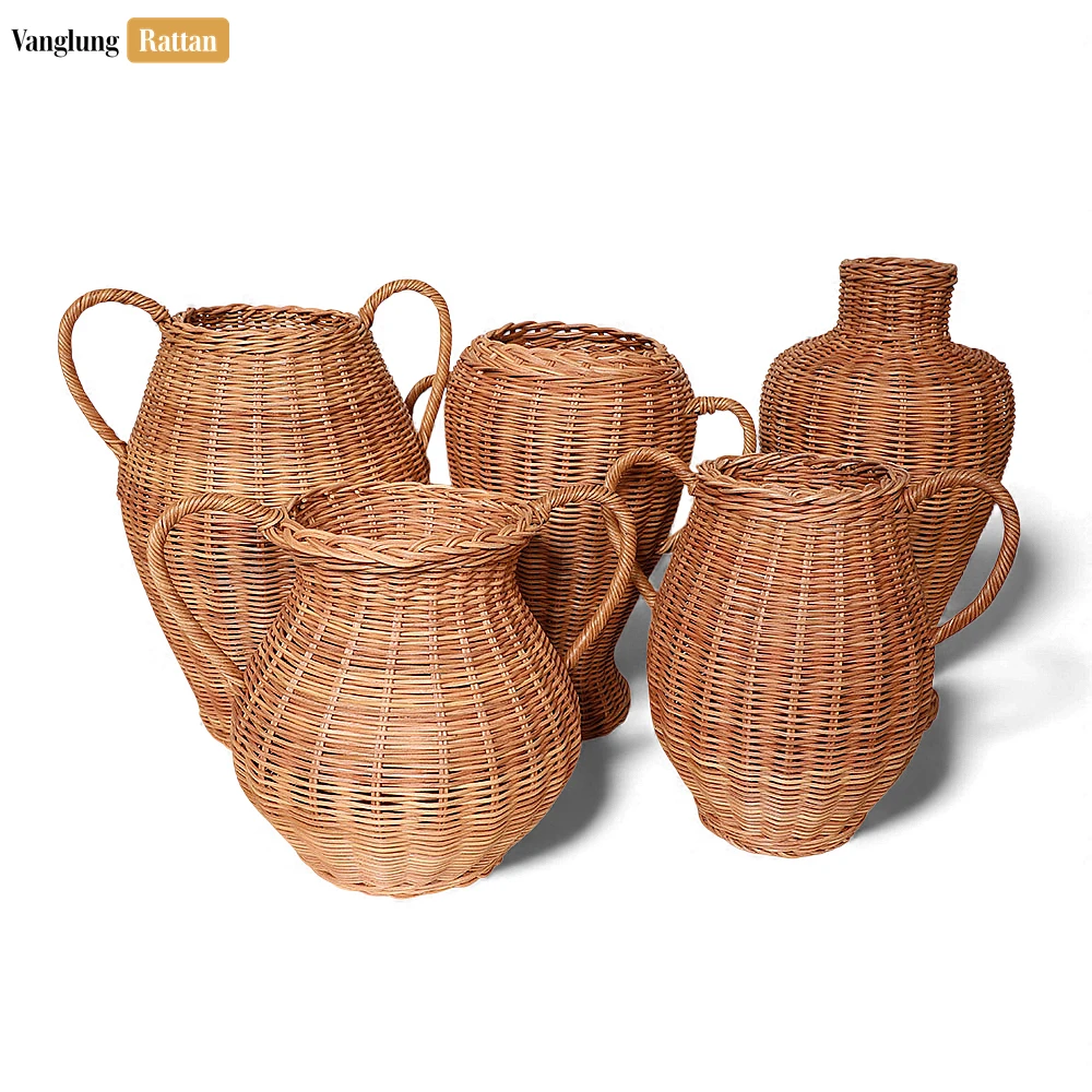 Rustic Core Rattan Christmas Vase - Woven Urn with Handles for Winter Greenery - DCVA26001 - ✨ Product Highlights
