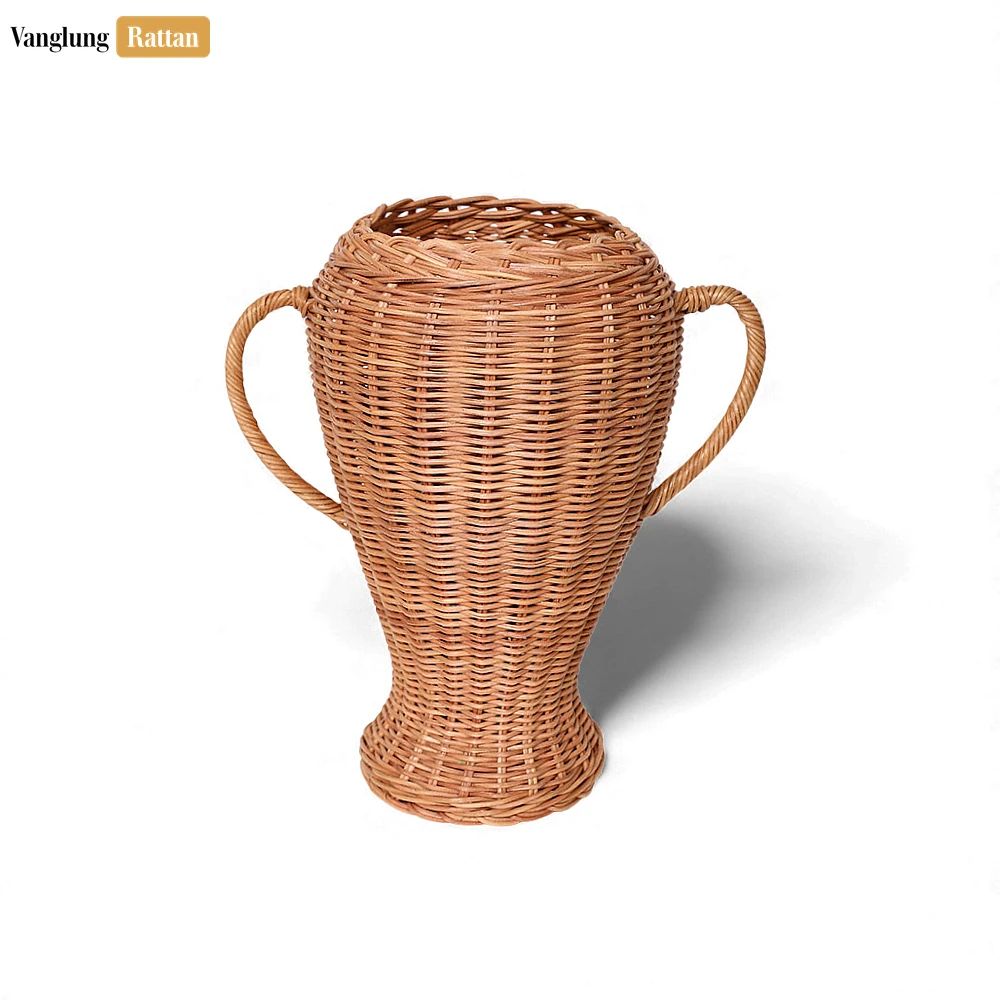Rustic Core Rattan Trophy Vase - Woven Double-Handled Urn for Christmas Décor - DCVA26002-1.webp