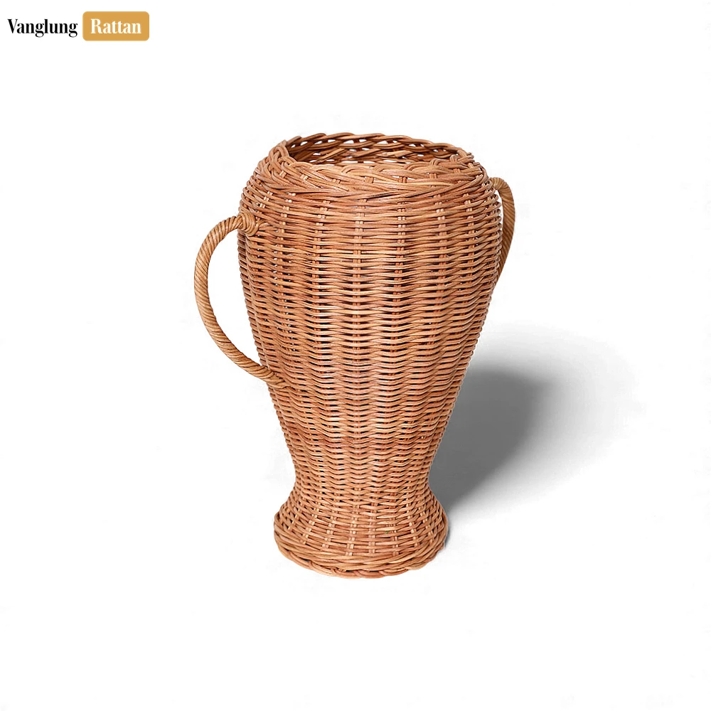 Rustic Core Rattan Trophy Vase - Woven Double-Handled Urn for Christmas Décor - DCVA26002-2.webp