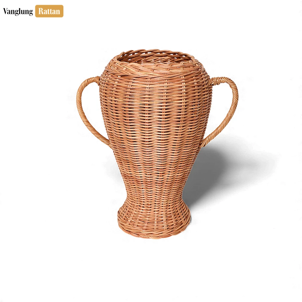 Rustic Core Rattan Trophy Vase - Woven Double-Handled Urn for Christmas Décor - DCVA26002 - 🎯 Applications