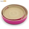 Set Round Coiled Bamboo Serving Tray - Modern Pink & Natural Color-Block Design-STRO061001PISE-1.webp