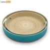 Set Round Coiled Bamboo Serving Trays - Nesting Blue & Natural Design-STRO061002BLSE-1.webp