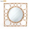Square Coiled Bamboo Bathroom Mirror - Natural Rattan Style Geometric Wall Décor - DC0325002-1.webp