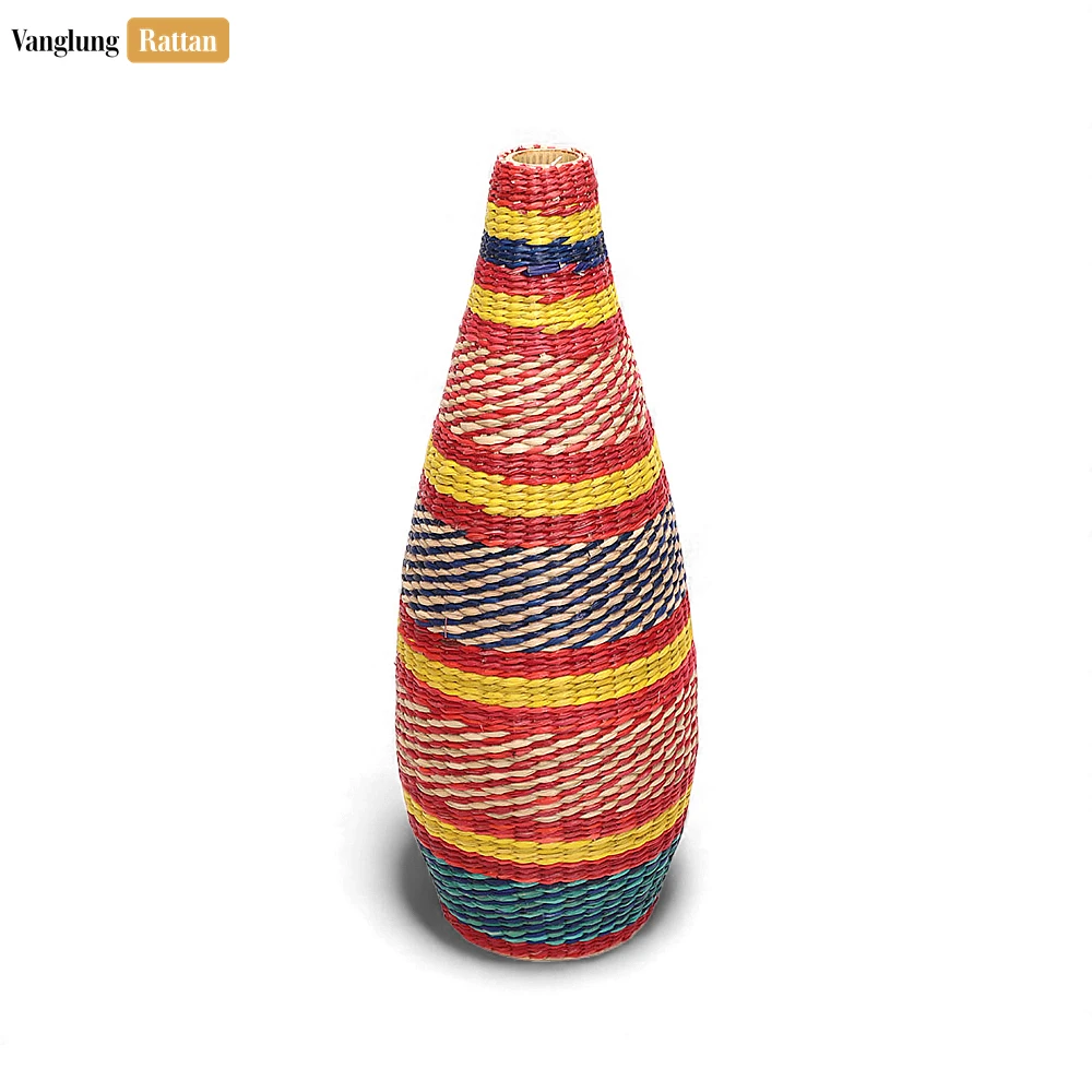 Tall Colorful Seagrass Vase - Festive Holiday Table Accent - DCVA27006-1.webp