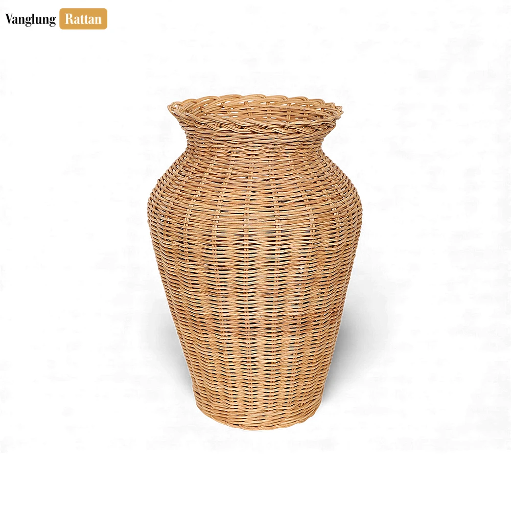 Tall Core Rattan Vase with Flared Rim - Rustic Christmas Floor Décor - DCVA26003-2.webp