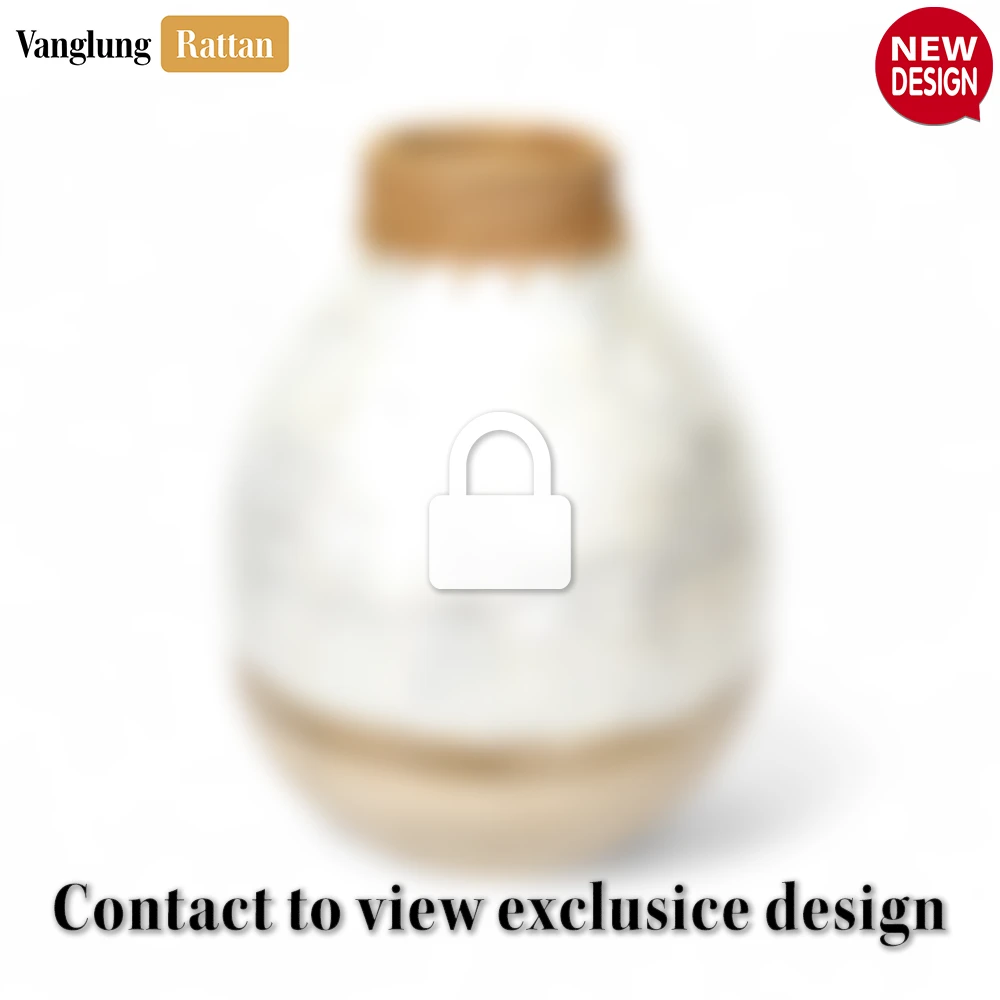 Tall Mother of Pearl Tapered Vase with Rattan Collar - Rustic Glam Christmas Decor - DCVA25009B-2.webp