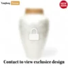 White Pearl Vase with Woven Rattan Trim - New Year's Rustic Accent - DCVA25008-1.webp