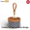 Blue Geometric Woven Utensil Caddy with Carrying Handle - Eco-Friendly Tableware Storage for Daily Home Use - TWR05008-1.webp