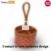 Cherry Red Woven Cutlery Caddy with Rattan Handle - Decorative 4-Compartment Silverware Holder for Tabletop Use - TWR05009-1.webp