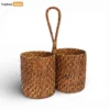 Espresso Woven Utensil Caddy with Carrying Handle - Eco-Friendly Tableware Storage for Meal Use - TWH05015-1.webp