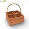 Natural Brown Straw Rattan Cutlery Basket - 4-Compartment Utensil Caddy and Silverware Organizer for Meal Use - TWH01002-1.webp