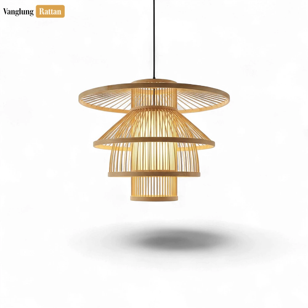 B2B Sustainable Bamboo Lampshade - Pagoda Sculptural Lighting for Resort and Cafe Use - LAB260110 - 🎯 Applications