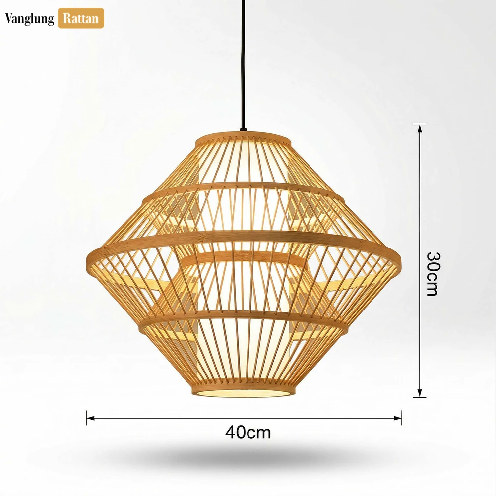Bulk Bamboo Slatted Light Shade - Modern Diamond Pendant for Professional Hospitality Use - LAB260112 - ✨ Product Highlights