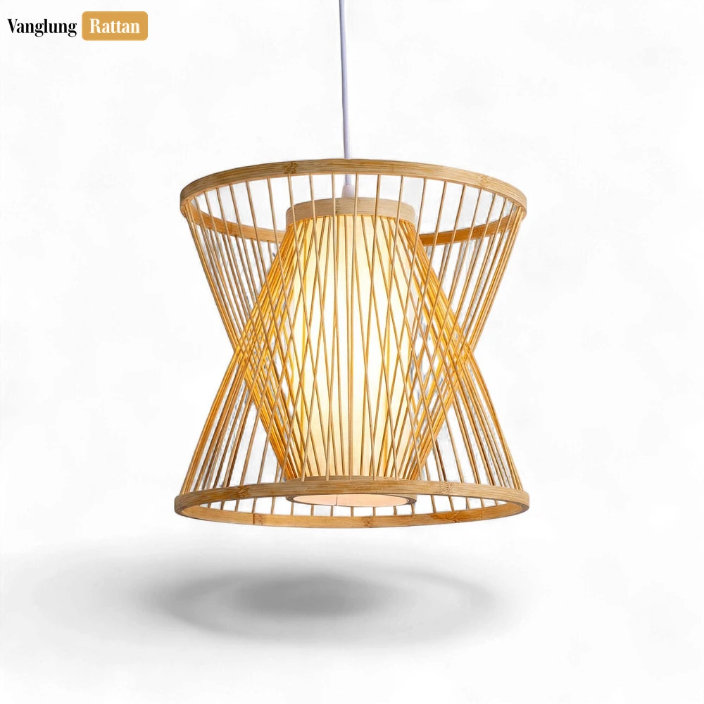 Bulk X-Shaped Bamboo Light Shade - Modern Slatted Pendant for Professional Hospitality Use - LAB260113 - 🌿 Bulk X-Shaped Bamboo Light Shade - Modern Slatted Pendant for Professional Hospitality Use - LAB260113