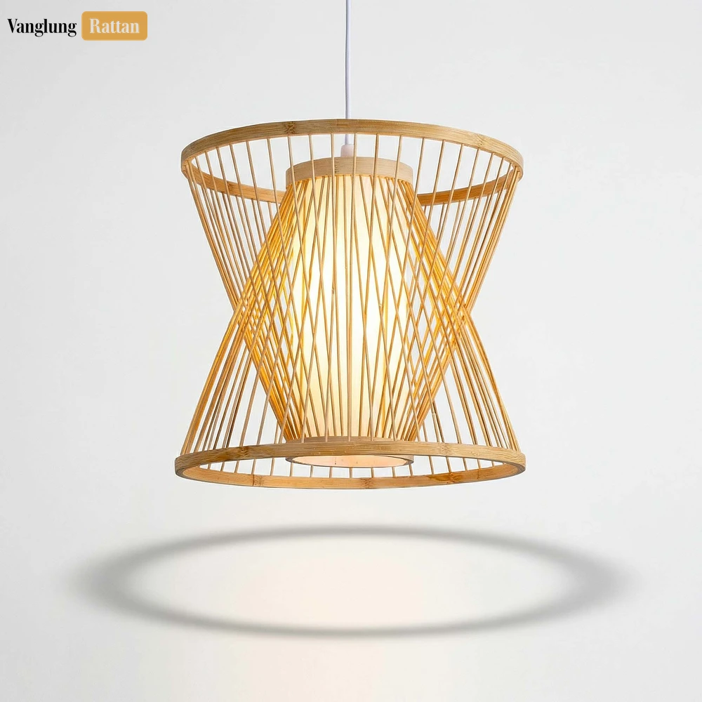 Bulk X-Shaped Bamboo Light Shade - Modern Slatted Pendant for Professional Hospitality Use - LAB260113 - 🎯 Applications