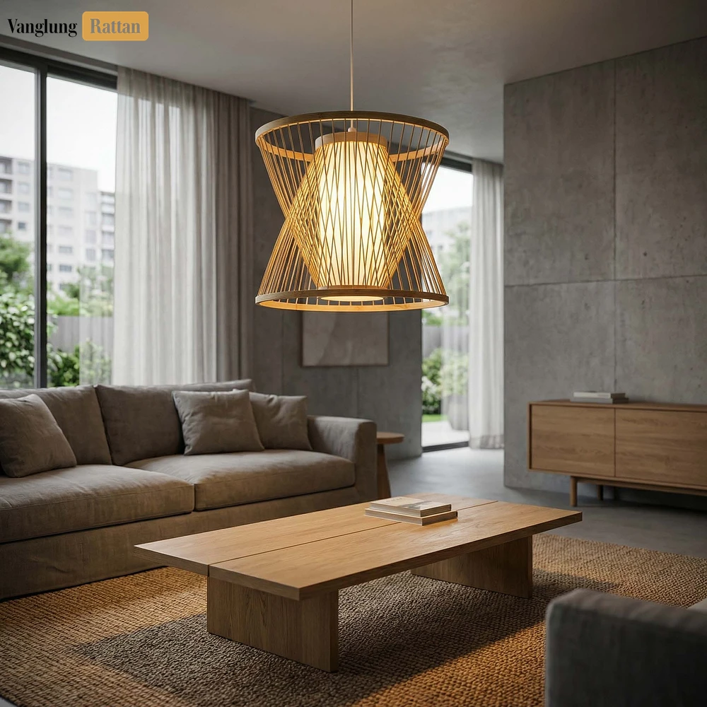Bulk X-Shaped Bamboo Light Shade - Modern Slatted Pendant for Professional Hospitality Use - LAB260113 - 🏆 Why Choose VanglungRattan
