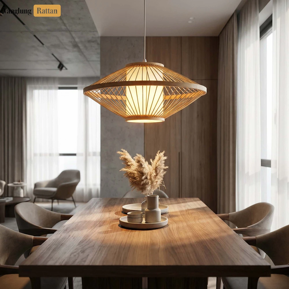 Wholesale Bamboo UFO Lampshade - Geometric Pendant Light for Hotel and Restaurant Use - LAB260114 - 🏨 Applications