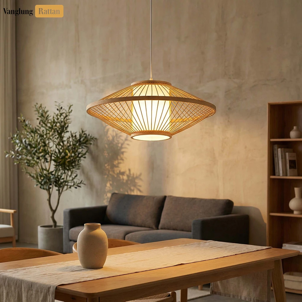 Wholesale Bamboo UFO Lampshade - Geometric Pendant Light for Hotel and Restaurant Use - LAB260114 - ✨ Product Highlights